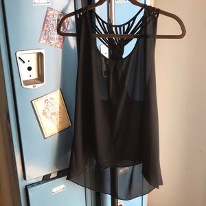 Shear Black Braided Racerback Top 🍀